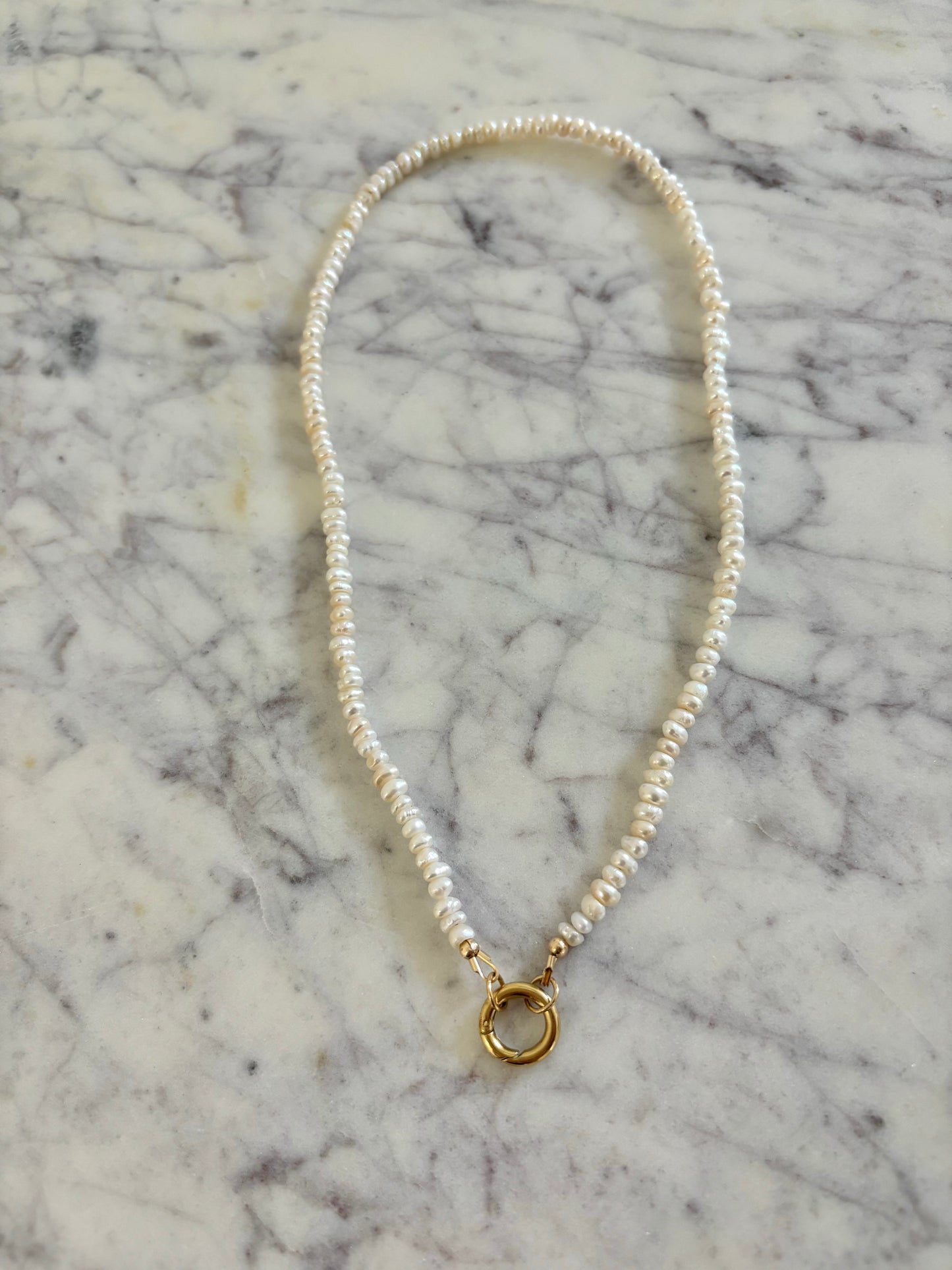 Pearl Carabiner Charm Necklace