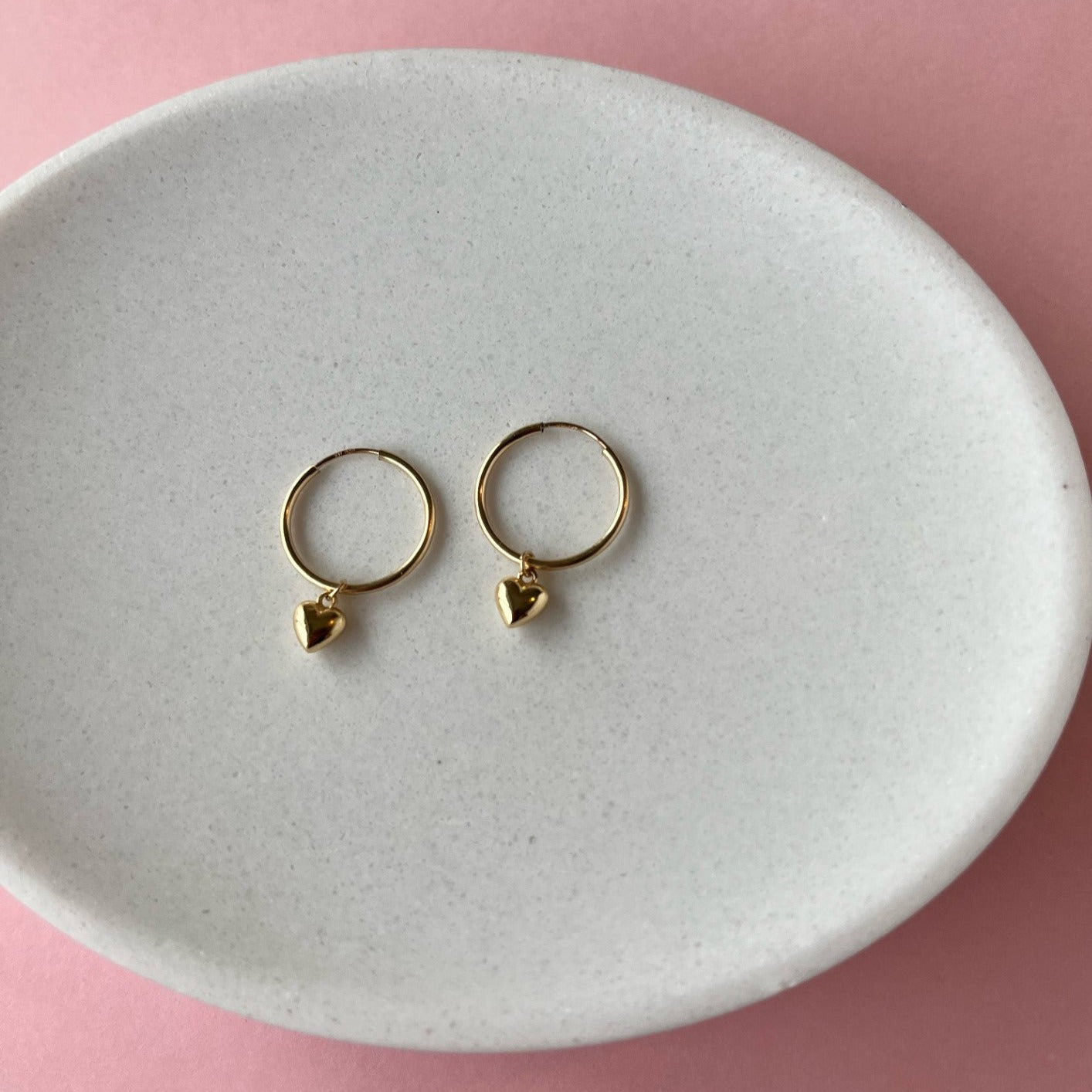 Gold Heart Hoops